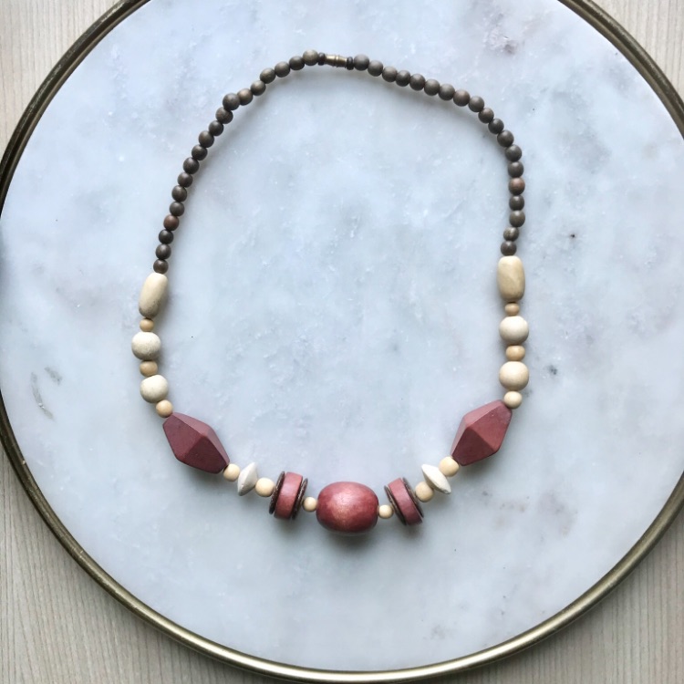 Vintage Wooden Geometric Necklace
